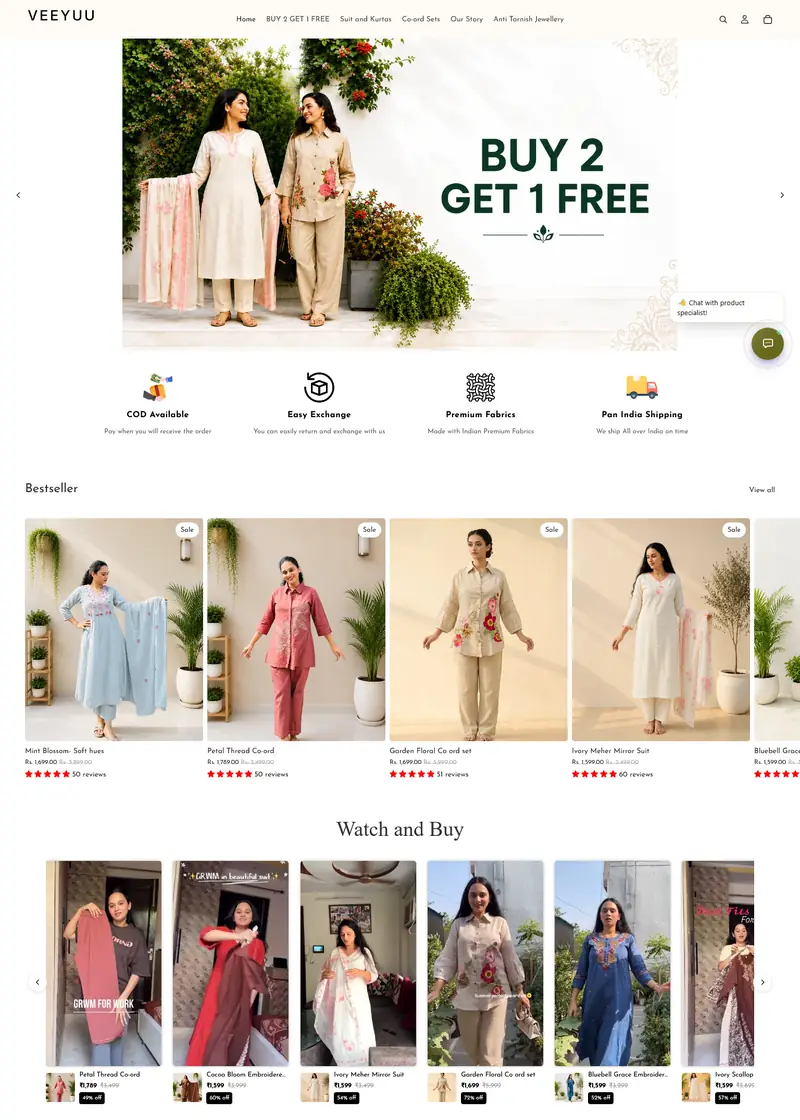 Veeyuu Shopify store