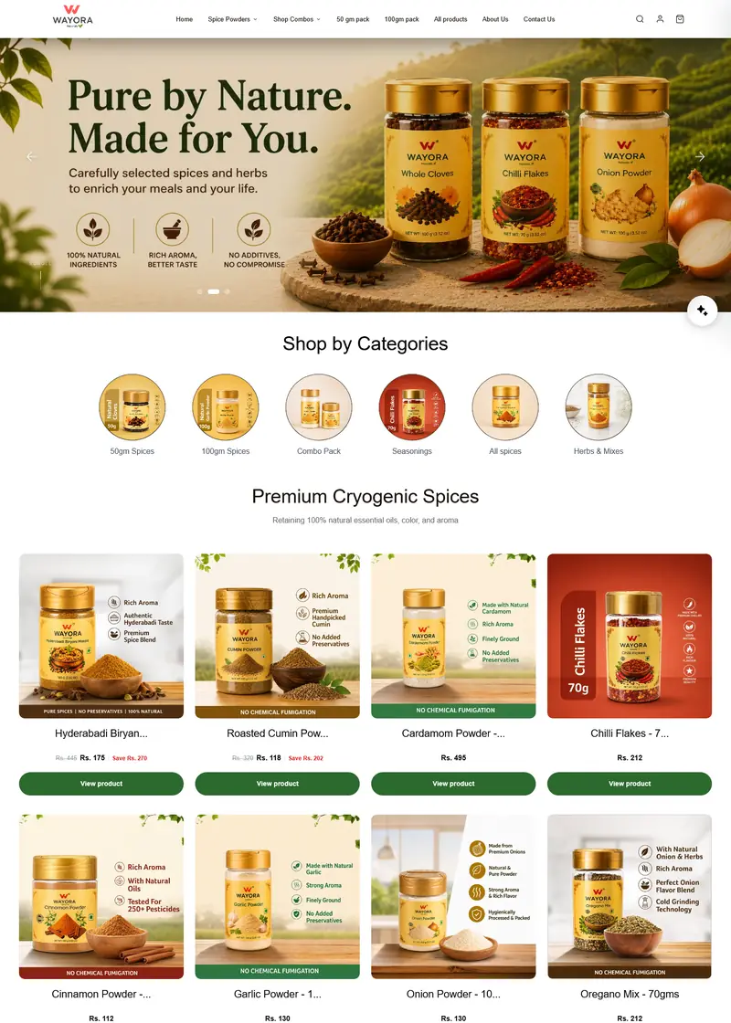 Wayora Shopify store